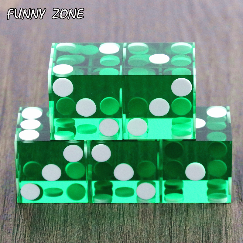 면도날 가장자리와 일치하는 일련 번호, 6면 투명한 카지노 주사위와 함께 D6 19mm 녹색 게임 주사위 5 조각